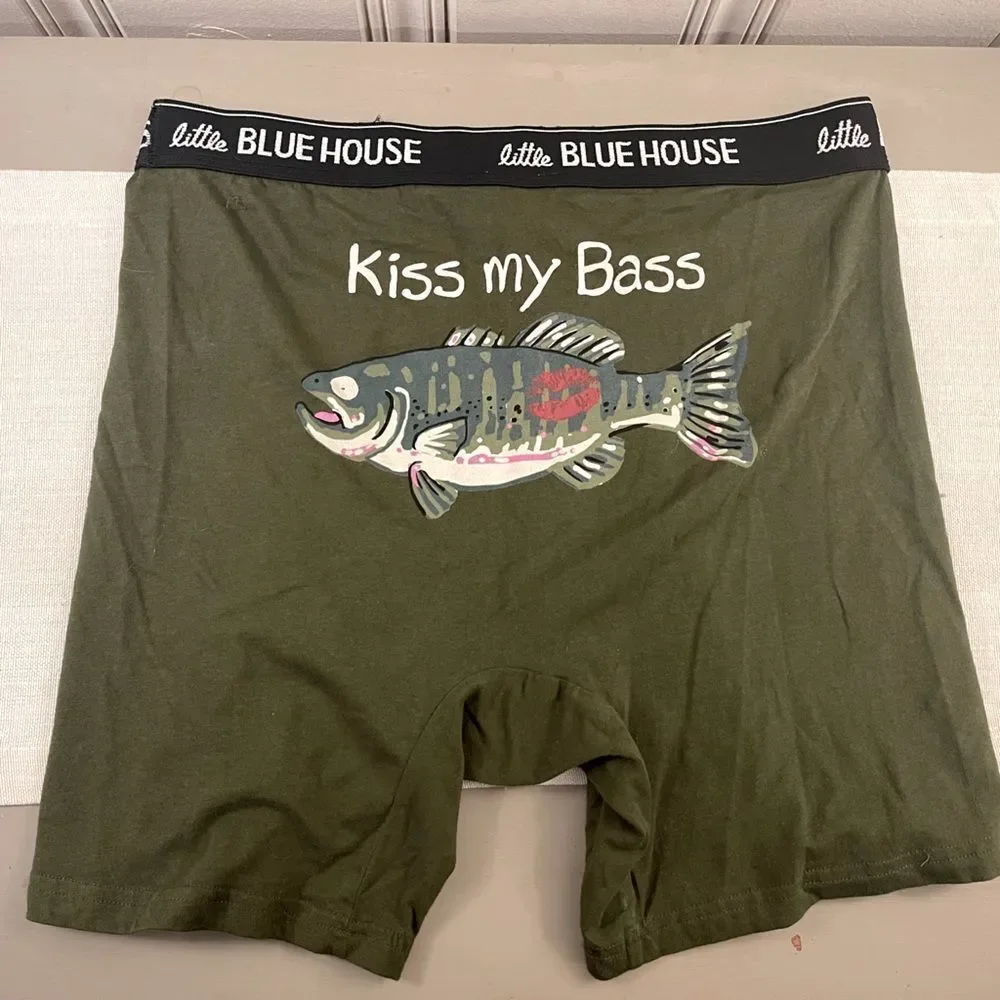 Little Blue House Mens Kiss my Bass‎ Boxer Briefs | XL